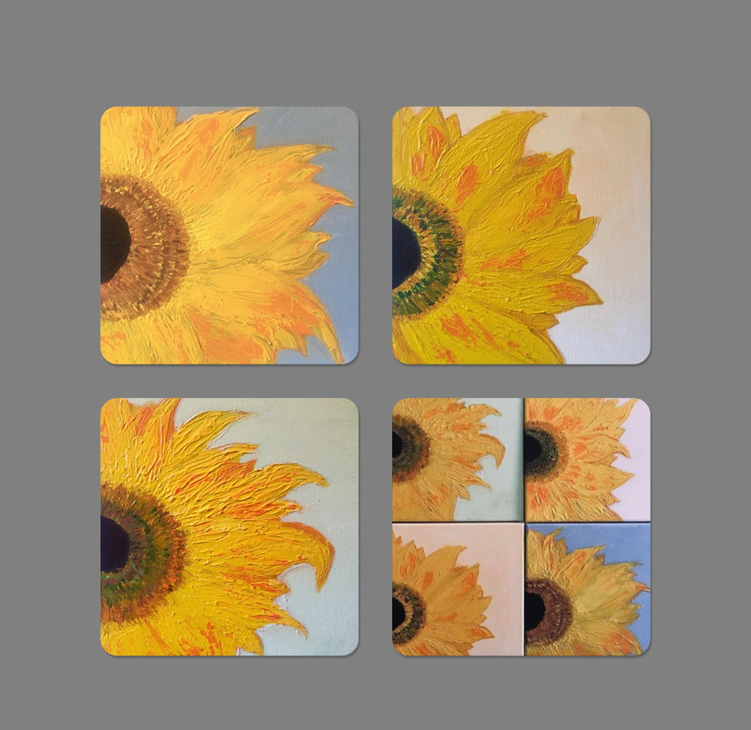 Set of 4 coasters - Ice Cream Sunflowers